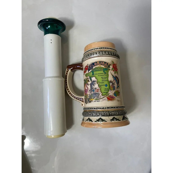 Agiftcopr Pirate Stein Florida Map Embossed Beer Mugs Lid Ceramic Collectibles - Picture 8 of 11